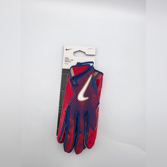 Nike Vapor Jet 8.0 Football Gloves Gym Blue/Red/White Size Small - Picture 1 of 2